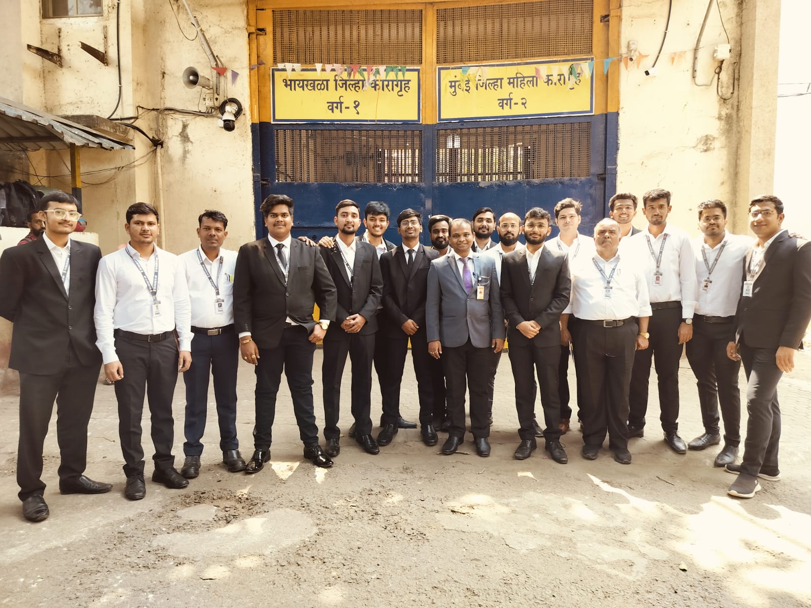 Law student delegation in advocate attire outside Byculla District Prison