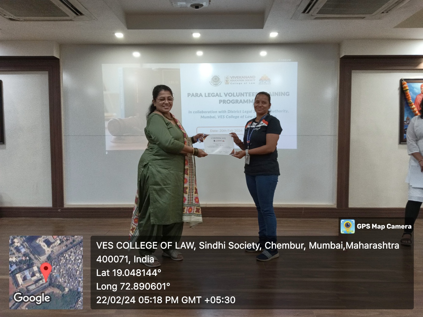 Distribution of PLV Certificates with DLSA Dignitaries at VES College of Law