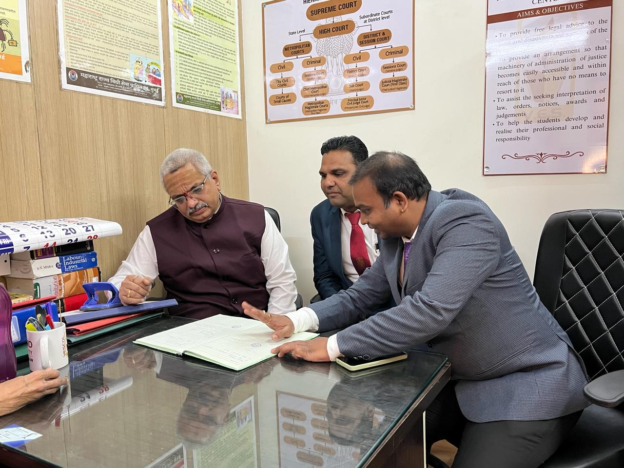 Inspection of Free Legal Aid Clinic register under MSLSA guidelines