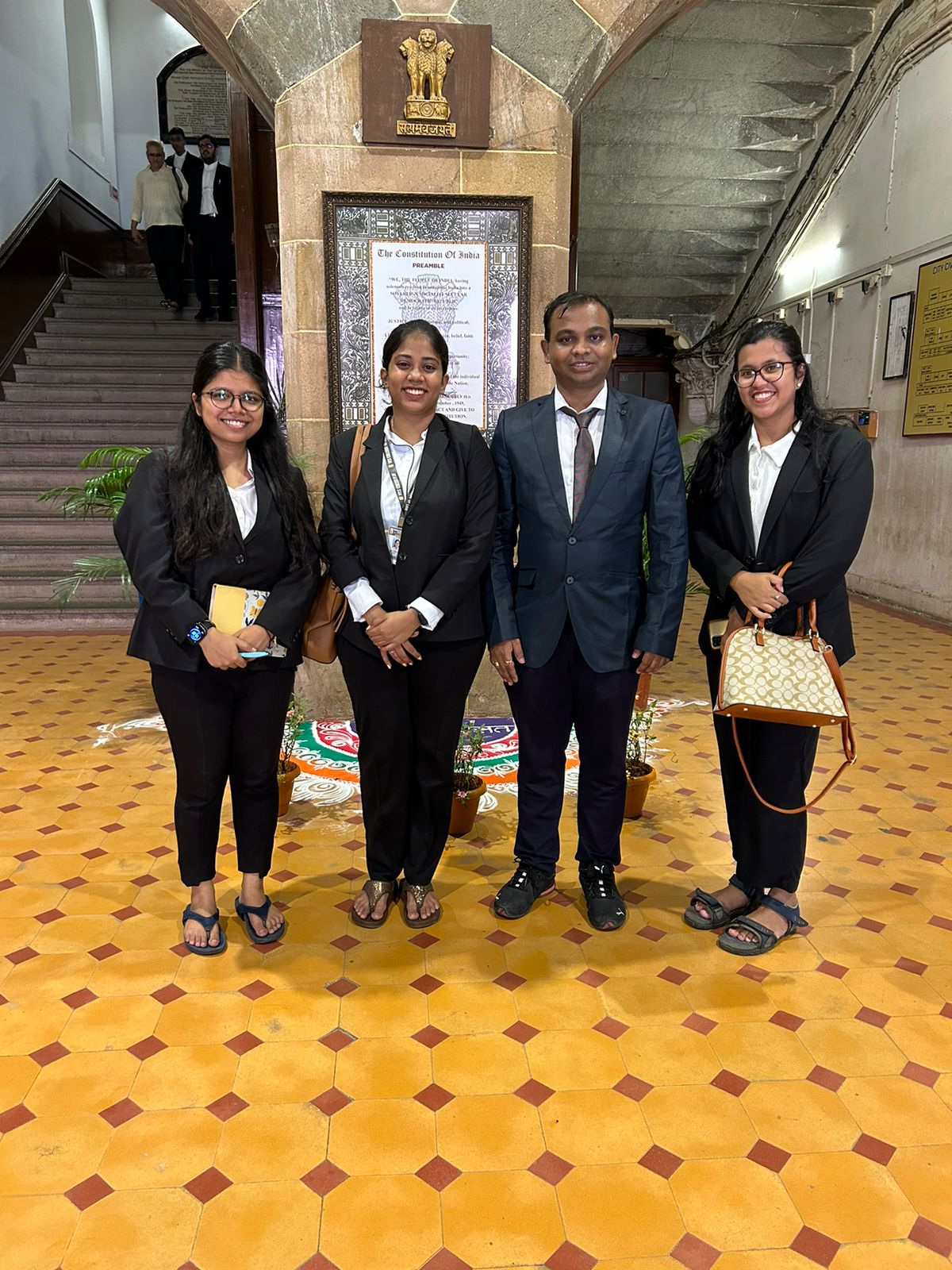 Dr. Swapnil Choudhary before bronze Ashoka Lion Capital and Constitution Preamble