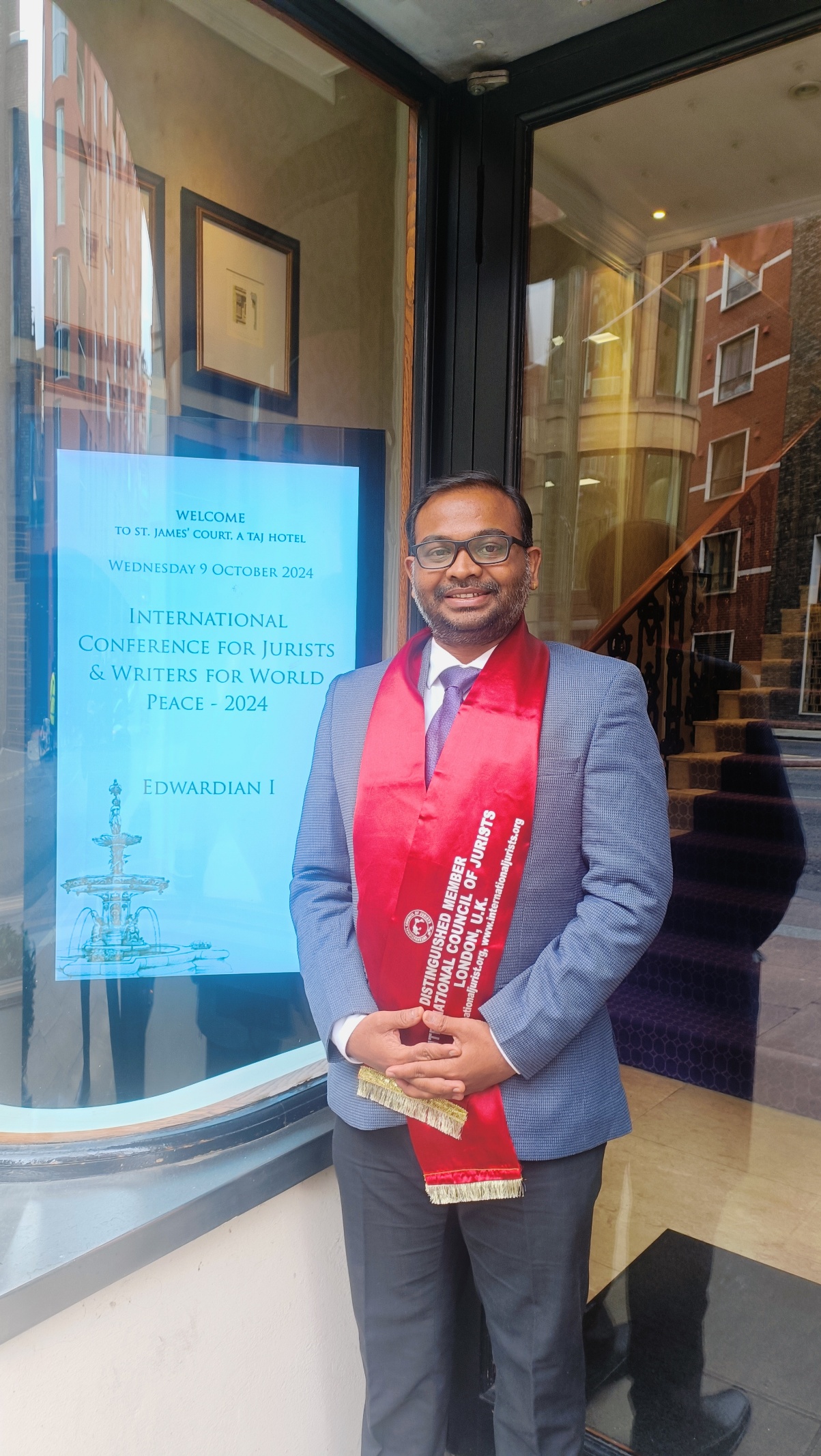 Dr. Swapnil Choudhary at St. James' Court Taj Hotel Entrance Board