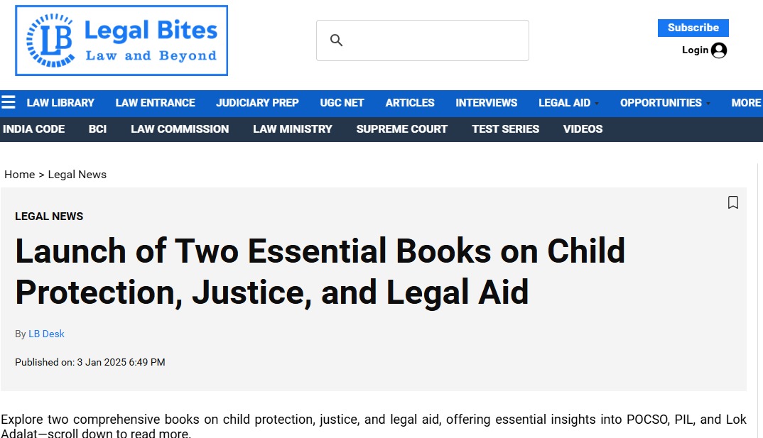 Legal Bites Portal Announcement on Three Authored Textbooks
